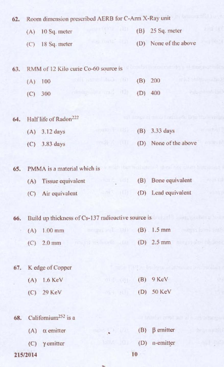 KPSC Radiographer Grade II Exam 2014 Code 2152014 10