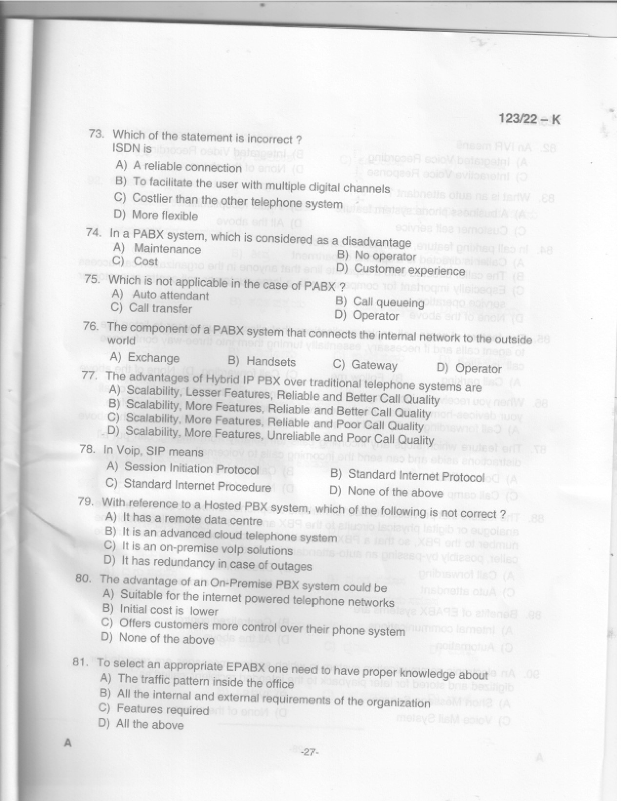 KPSC Junior Receptionist Kannada Exam 2022 Code 1232022 26