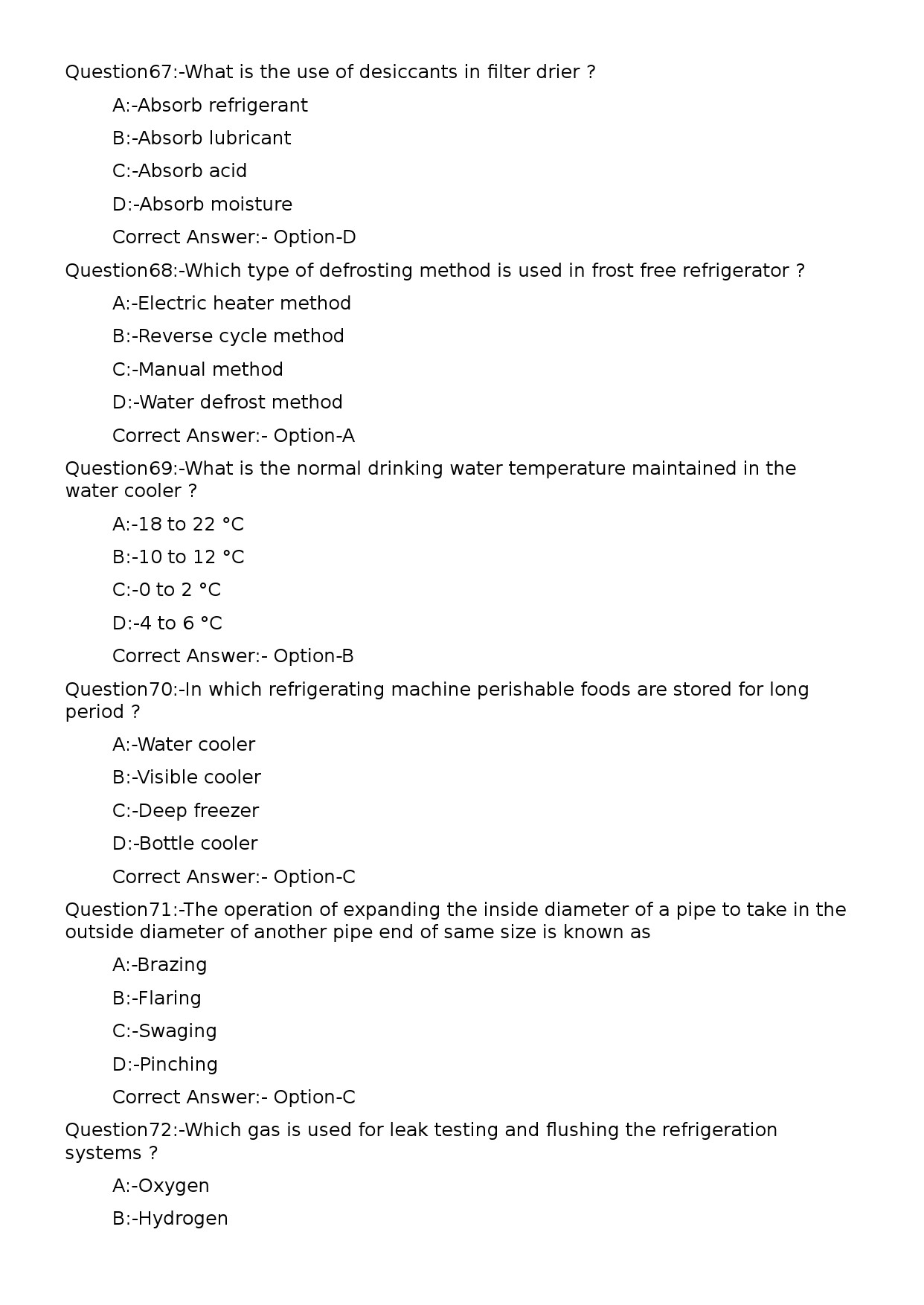 KPSC Refrigeration Mechanic Exam 2023 Code 182023OL 13