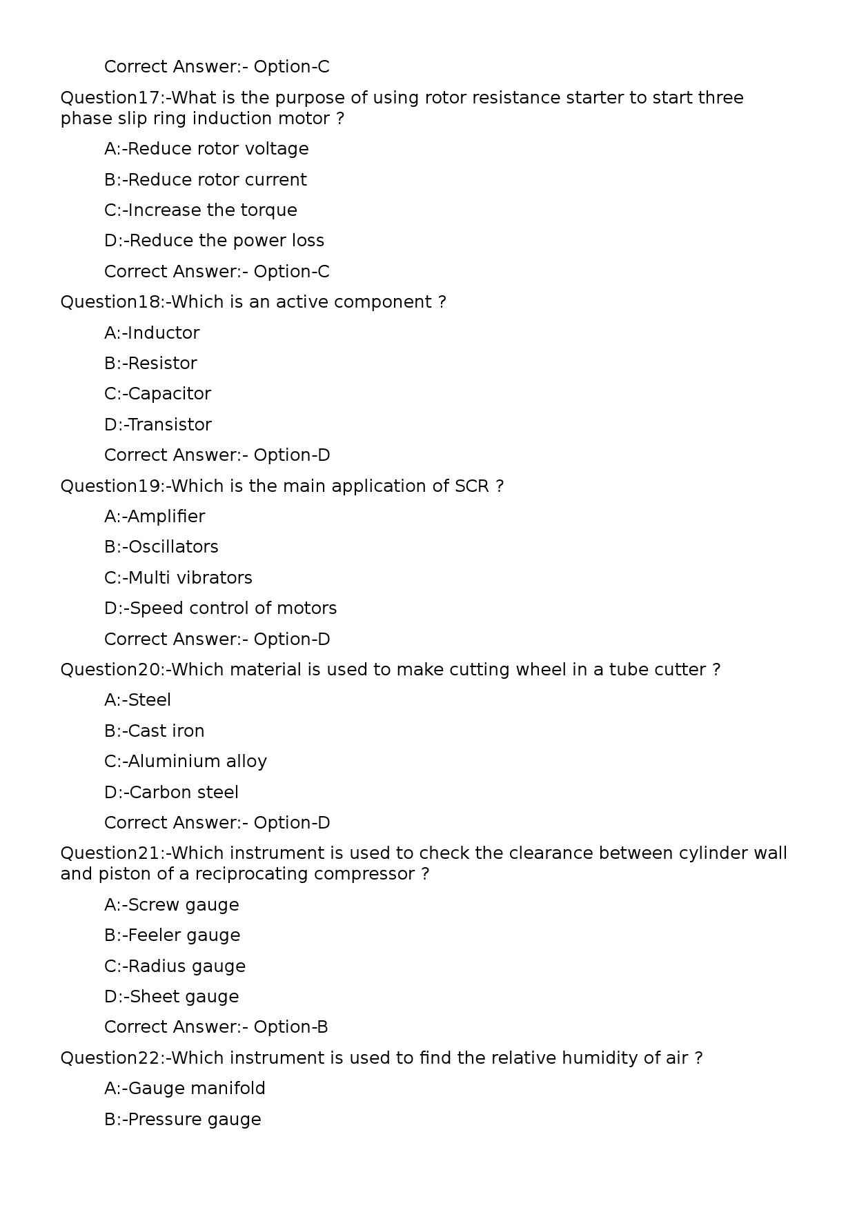 KPSC Refrigeration Mechanic Exam 2023 Code 182023OL 4