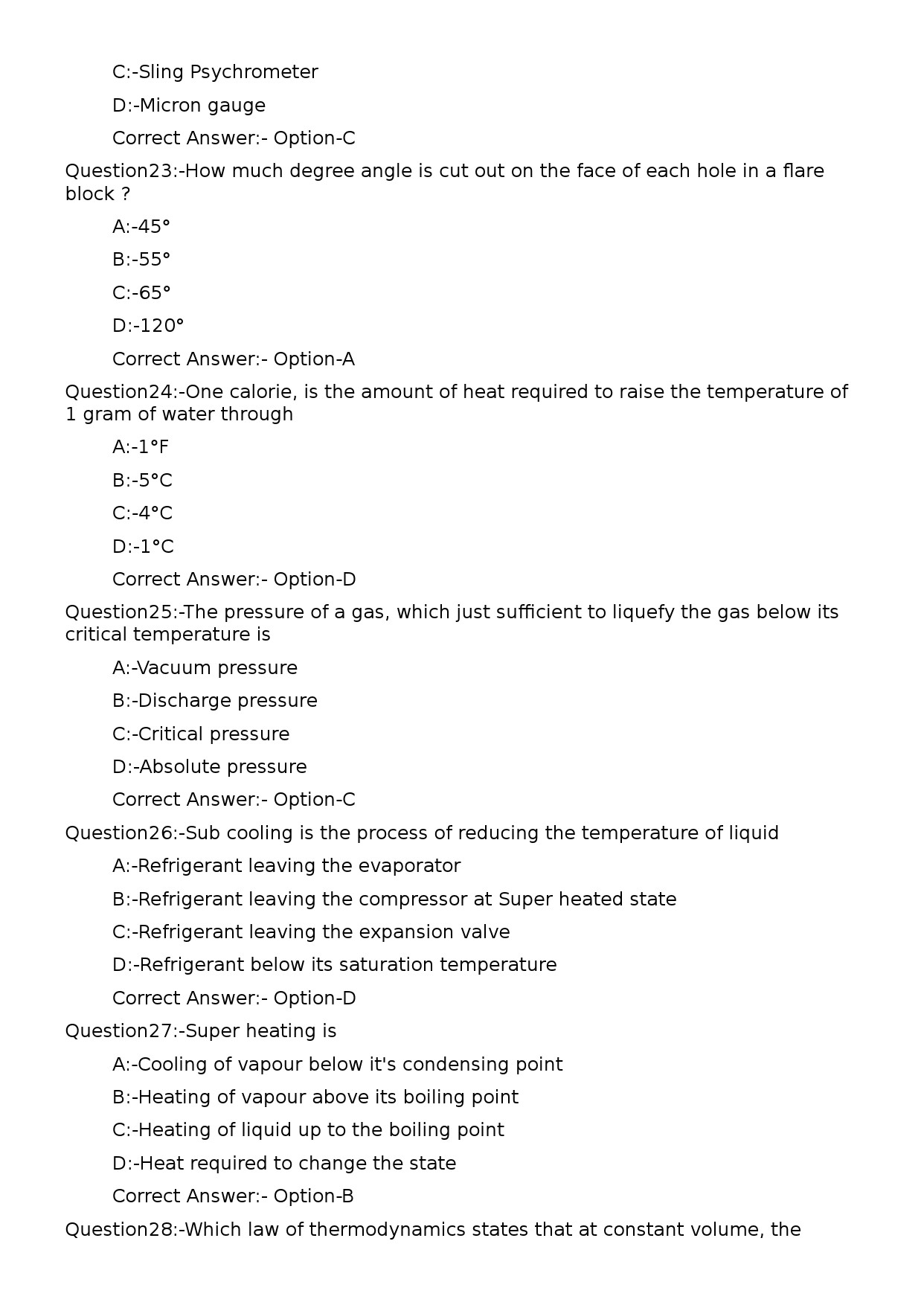 KPSC Refrigeration Mechanic Exam 2023 Code 182023OL 5