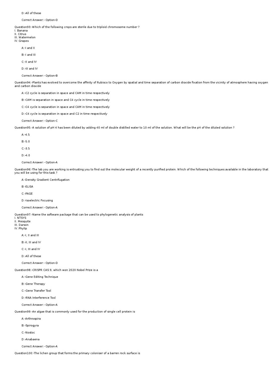 KPSC Scientific Assistant Biology Exam 2021 Code 12021OL 13