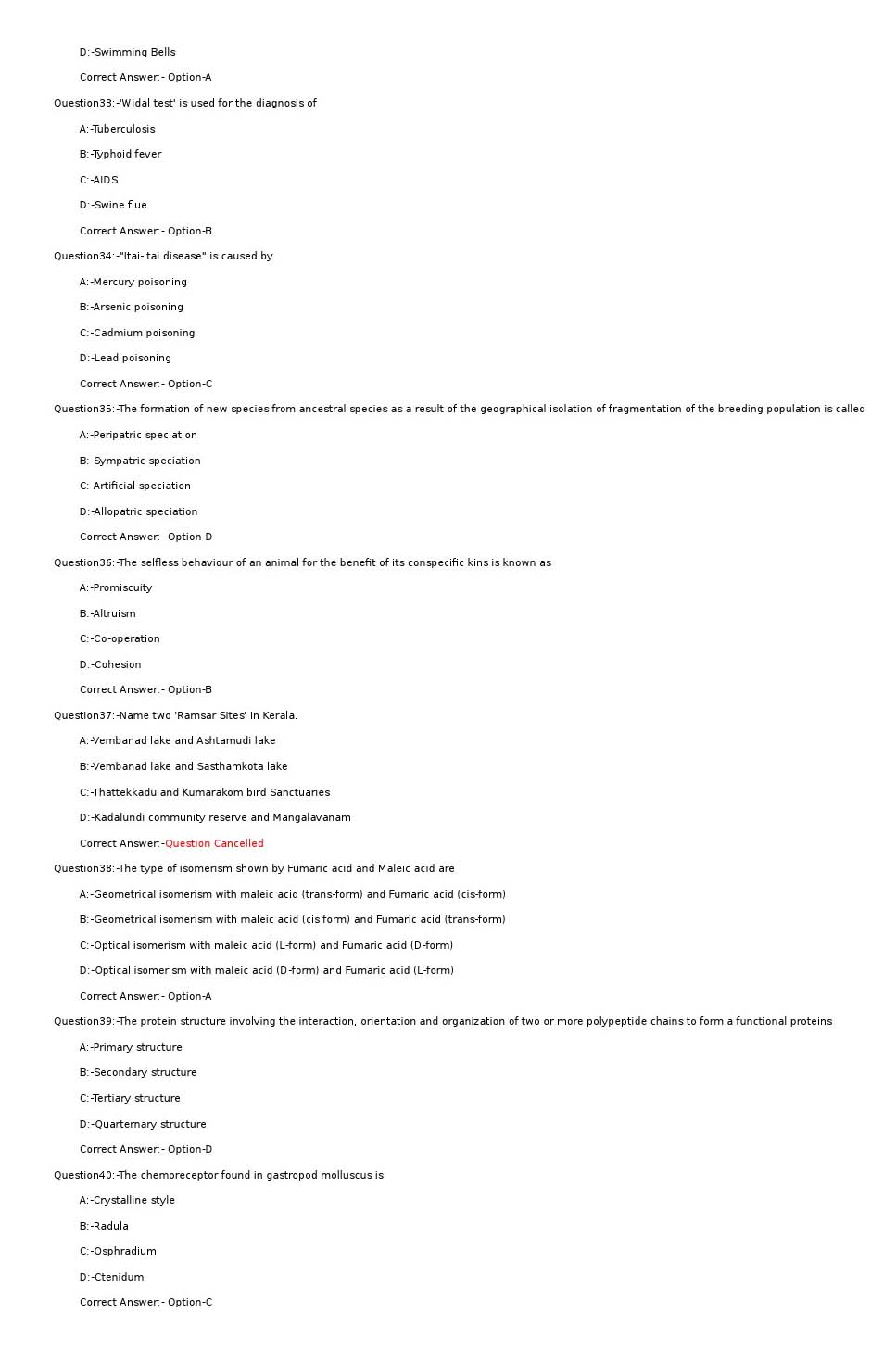 KPSC Scientific Assistant Biology Exam 2021 Code 12021OL 5