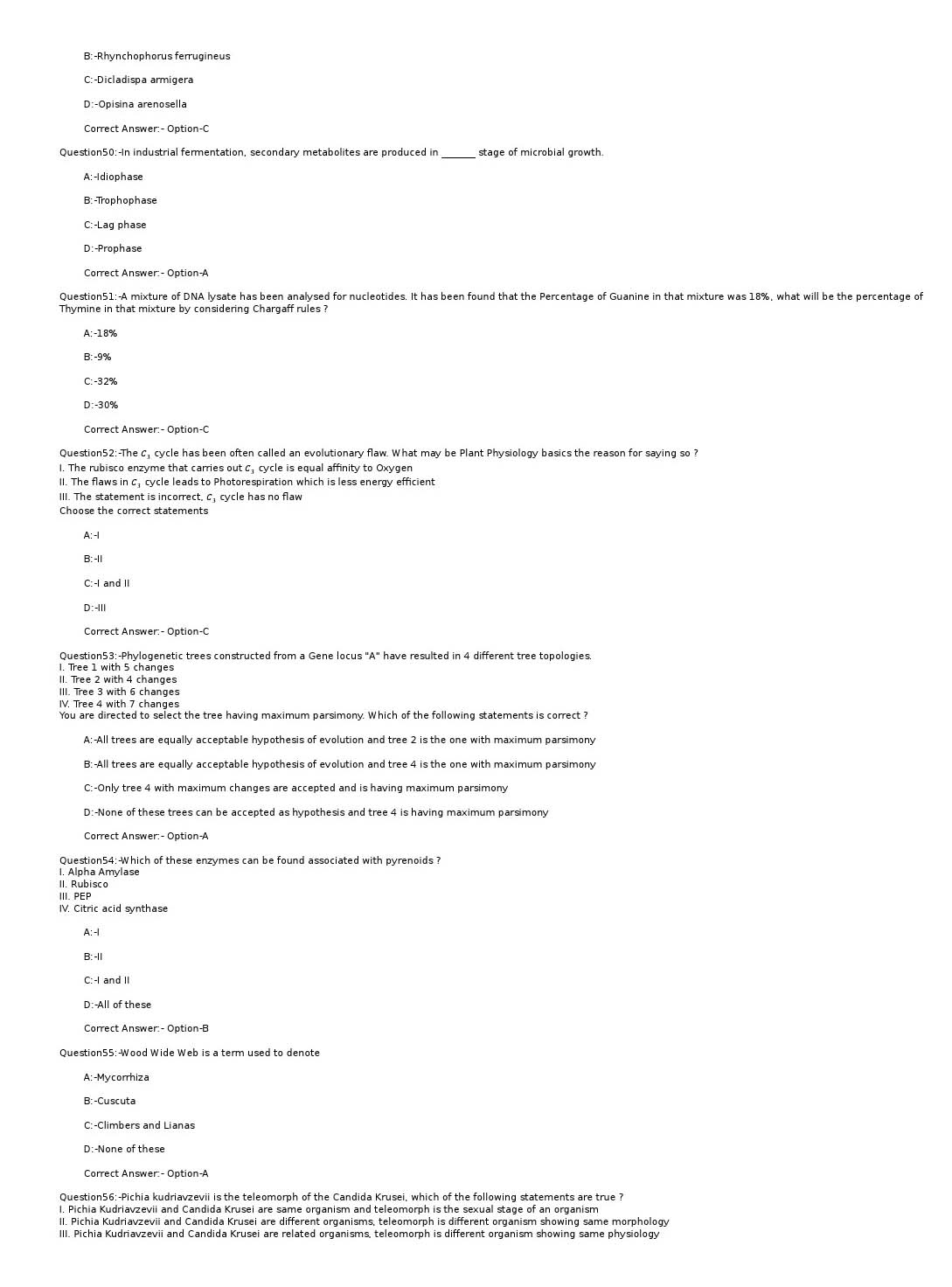 KPSC Scientific Assistant Biology Exam 2021 Code 12021OL 7