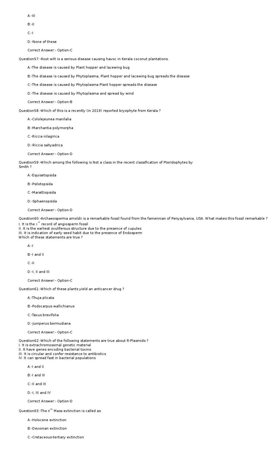 KPSC Scientific Assistant Biology Exam 2021 Code 12021OL 8