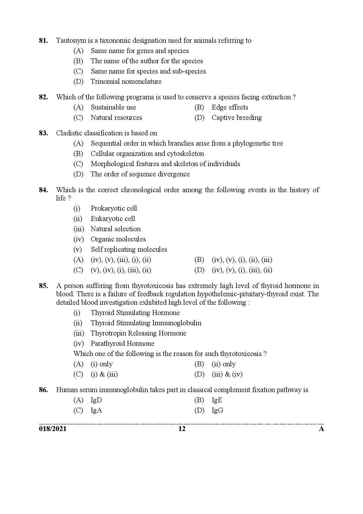 KPSC Scientific Officer Biology Exam 2021 Code 0182021 11