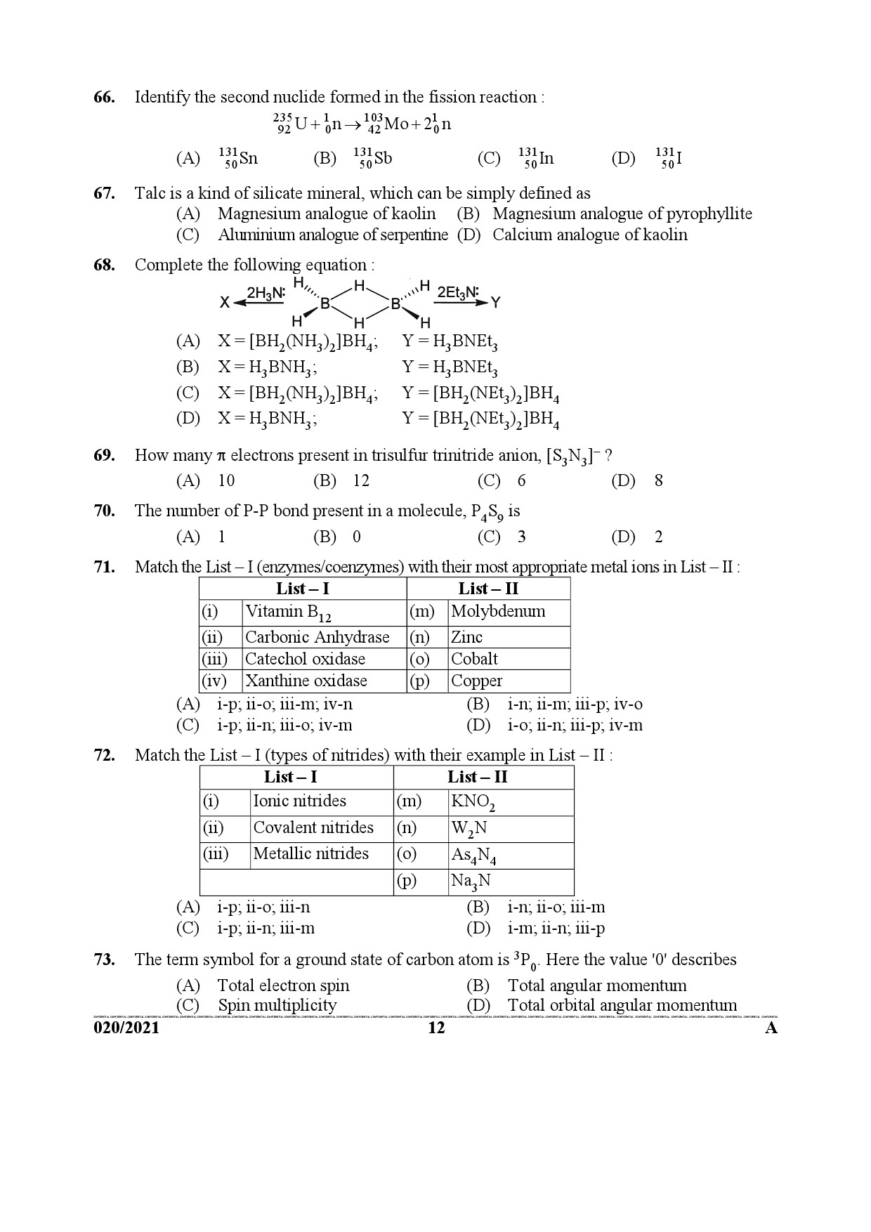 Kerala PSC Scientific Officer Chemistry Examination Question Paper of ...