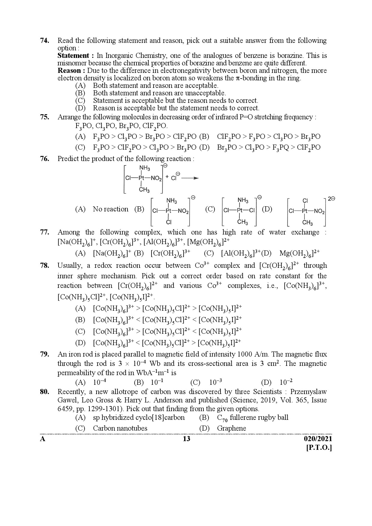 KPSC Scientific Officer Chemistry Exam 2021 Code 0202021 12