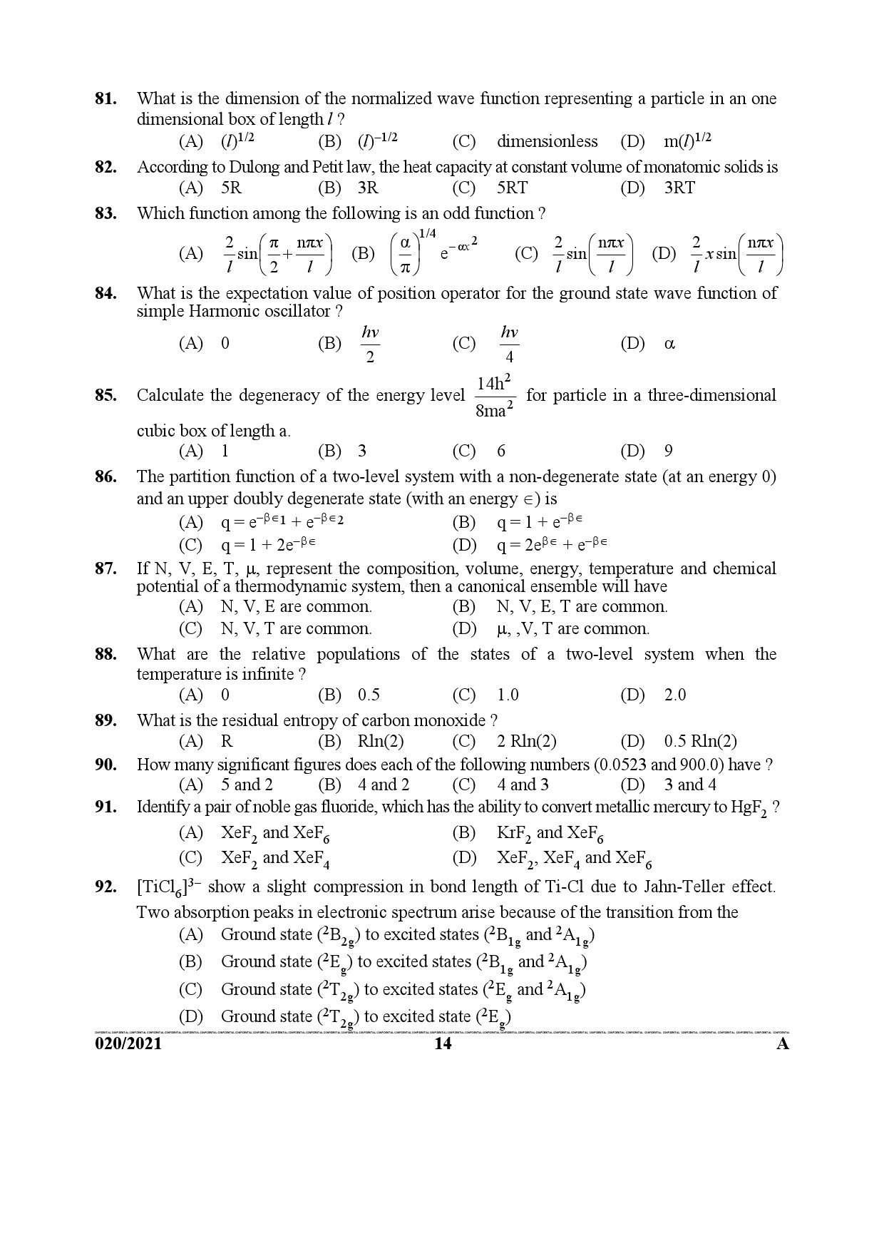 KPSC Scientific Officer Chemistry Exam 2021 Code 0202021 13