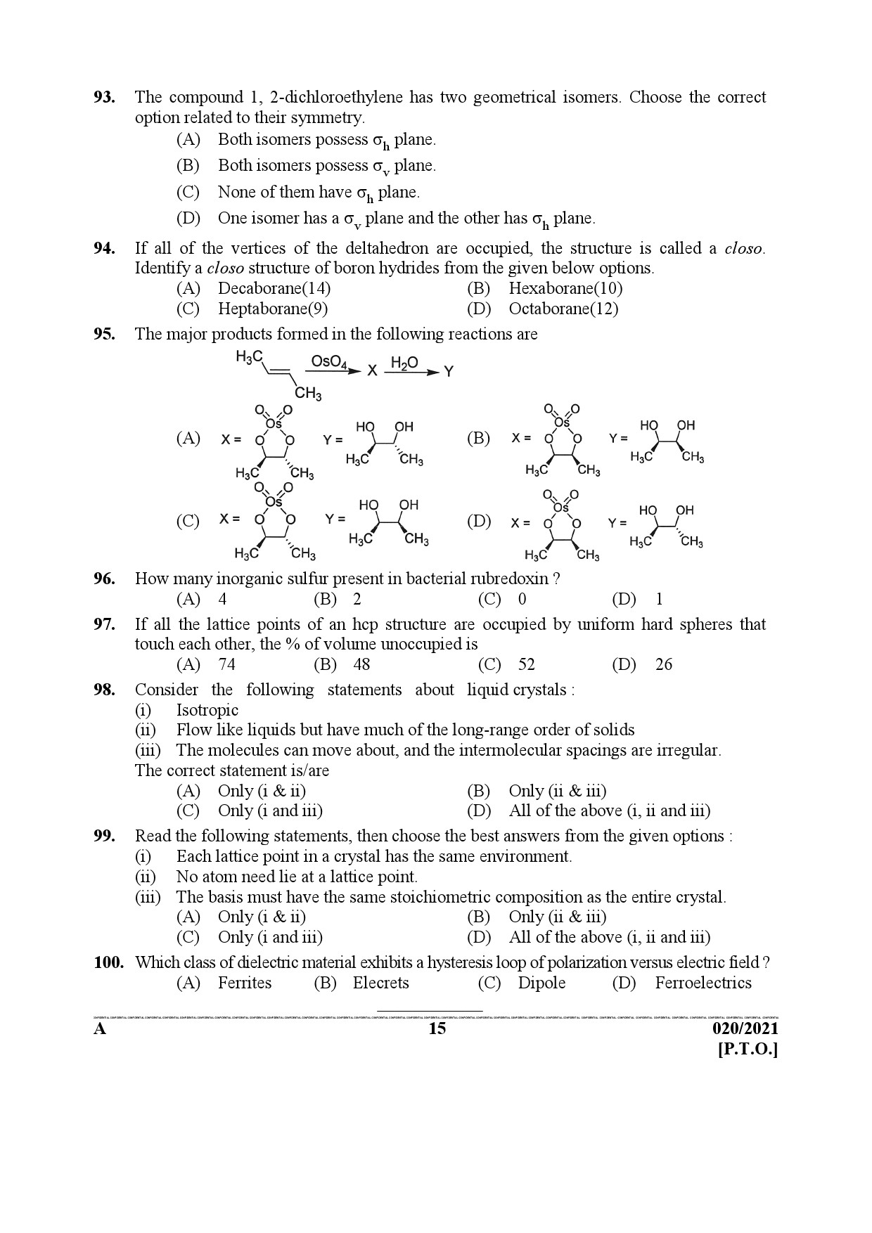 KPSC Scientific Officer Chemistry Exam 2021 Code 0202021 14