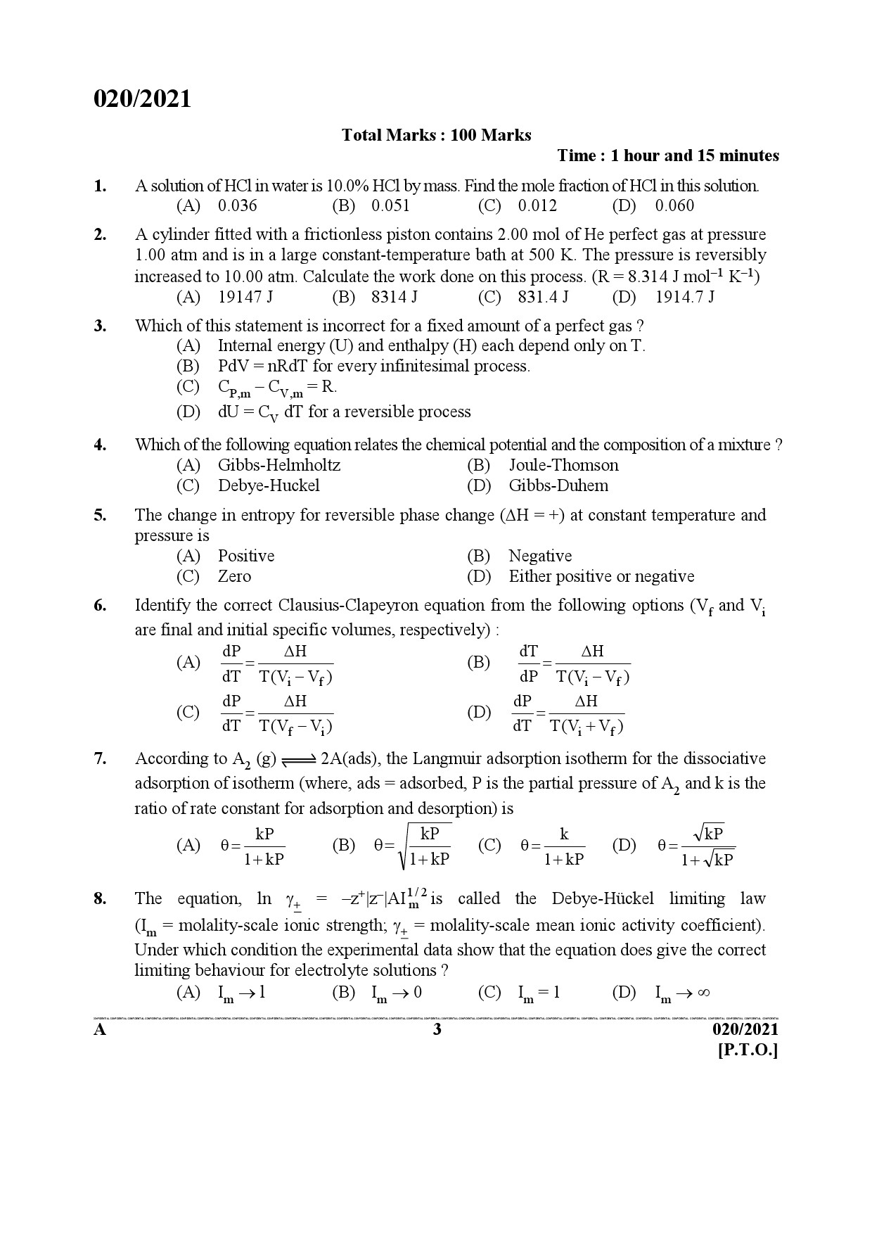 KPSC Scientific Officer Chemistry Exam 2021 Code 0202021 2