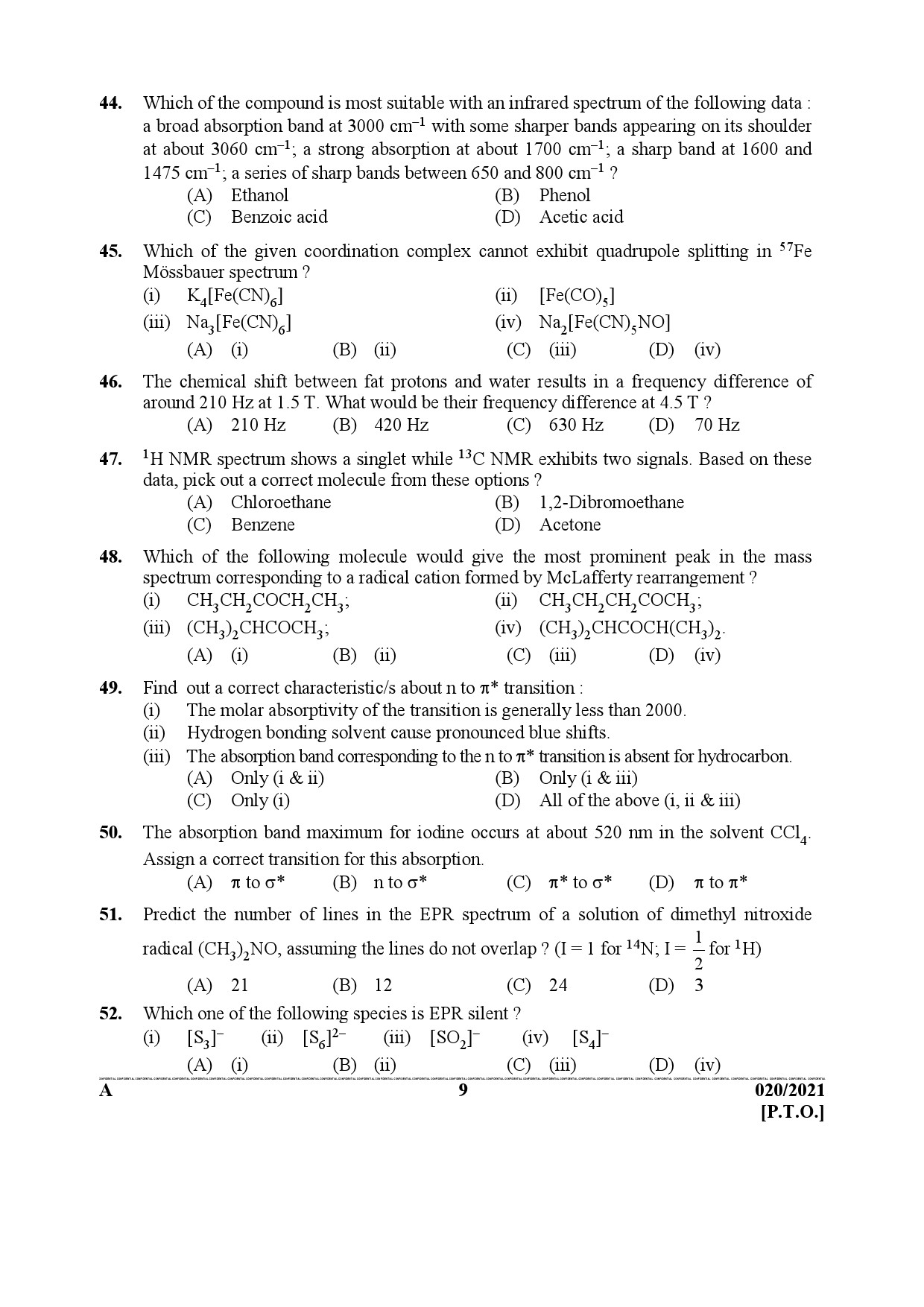 KPSC Scientific Officer Chemistry Exam 2021 Code 0202021 8