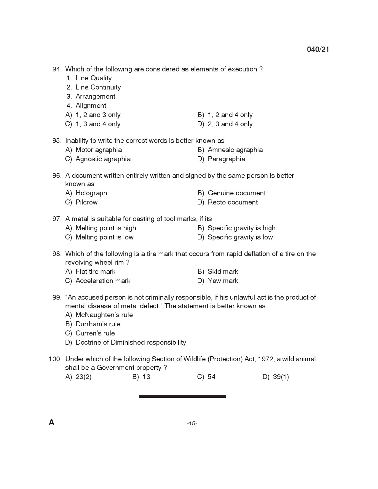 KPSC Scientific Officer Chemistry Exam 2021 Code 0402021 14