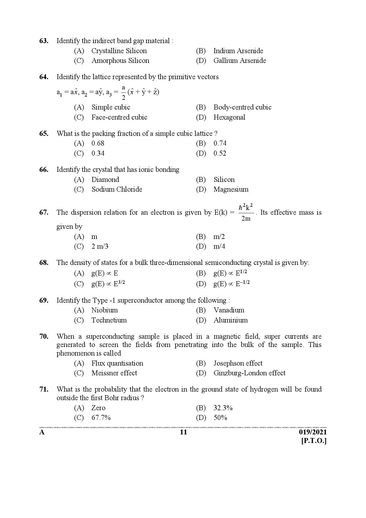 KPSC Scientific Officer Physics Exam 2021 Code 0192021 10