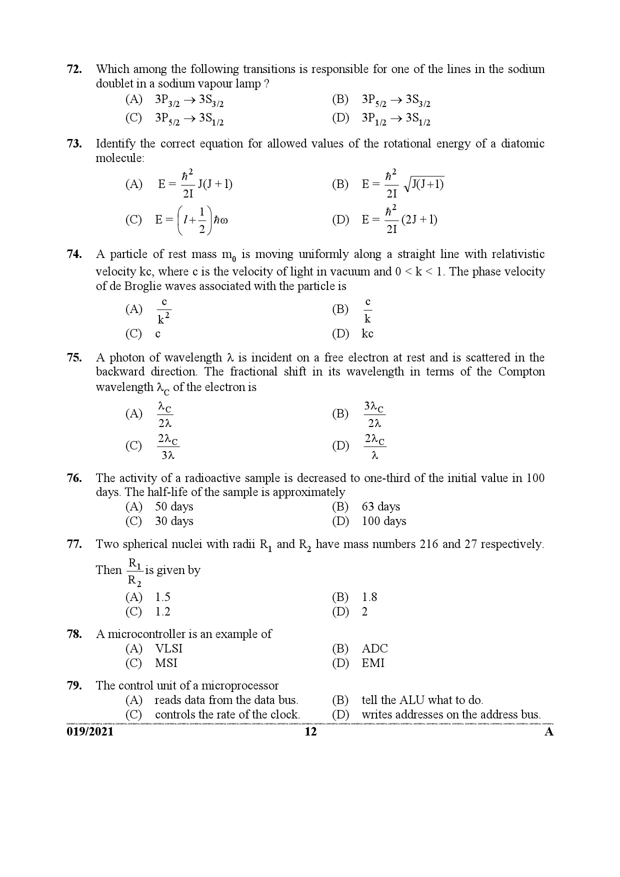 KPSC Scientific Officer Physics Exam 2021 Code 0192021 11