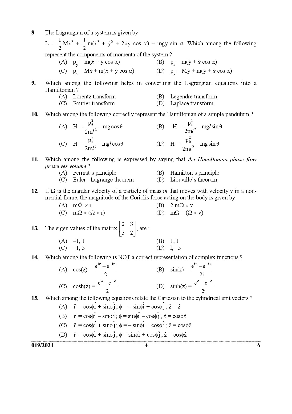 KPSC Scientific Officer Physics Exam 2021 Code 0192021 3