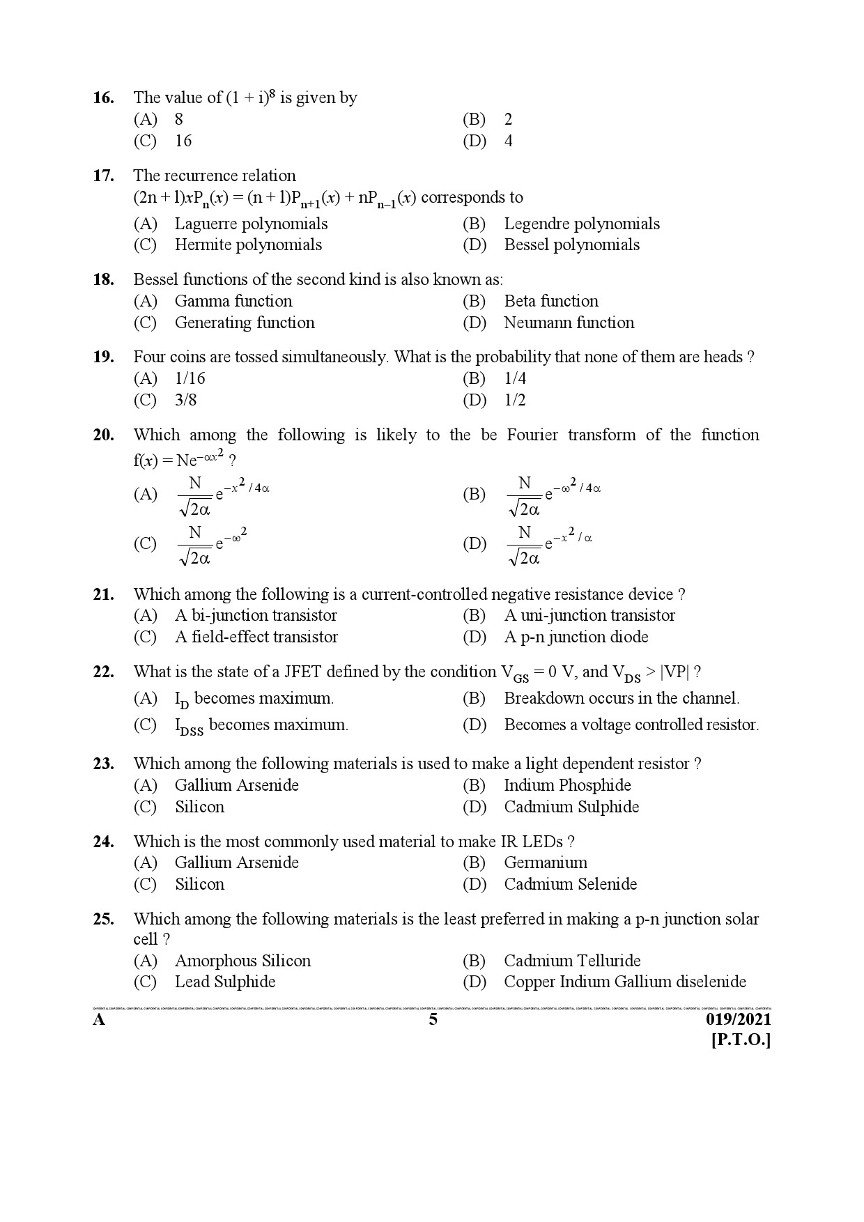 KPSC Scientific Officer Physics Exam 2021 Code 0192021 4