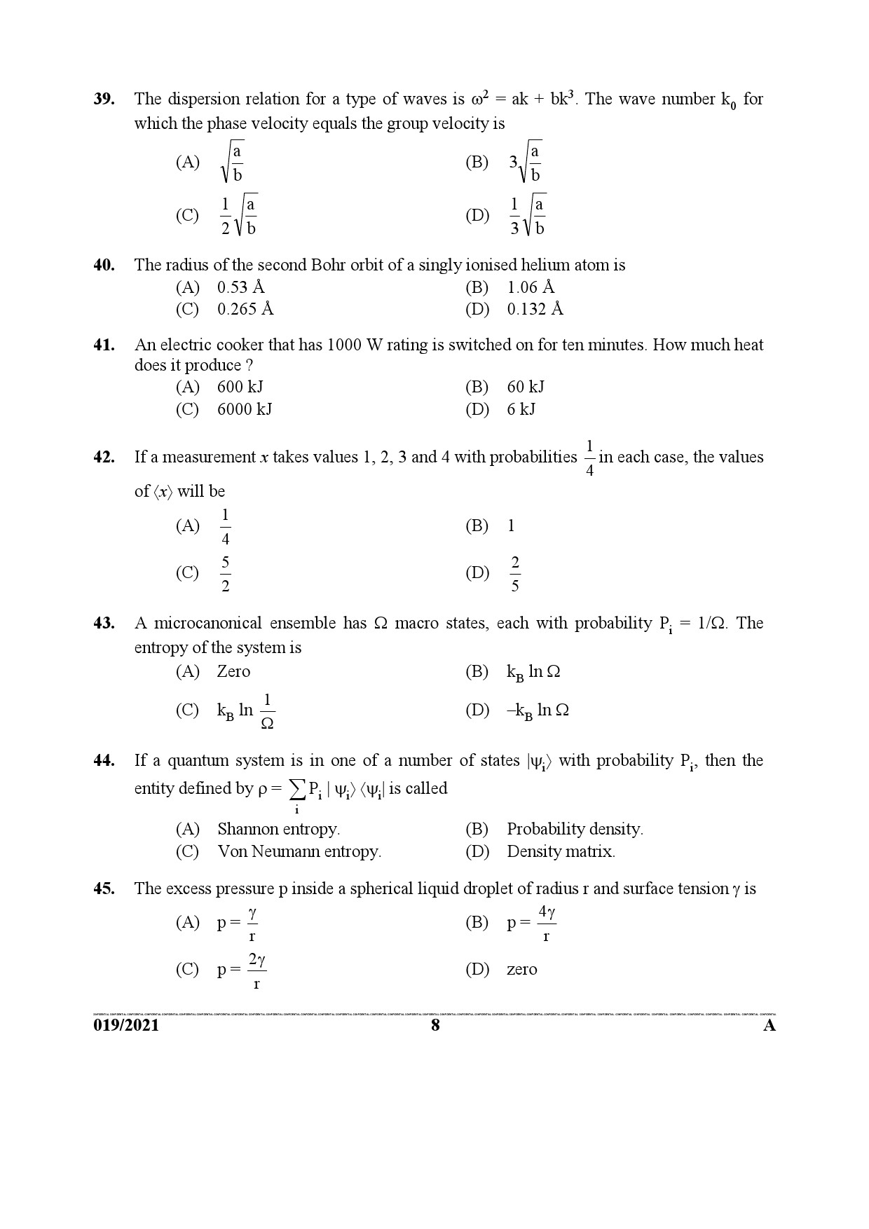 KPSC Scientific Officer Physics Exam 2021 Code 0192021 7