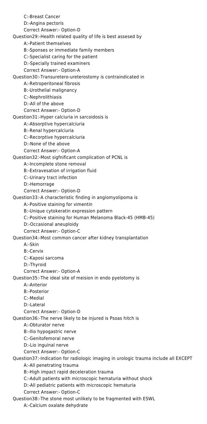 KPSC Senior Lecturer In Genitourinary Surgery Exam 12018OL 4