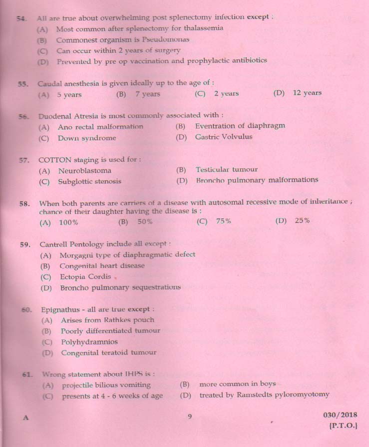 KPSC Senior Lecturer in Paediatric Surgery Exam 0302018 8