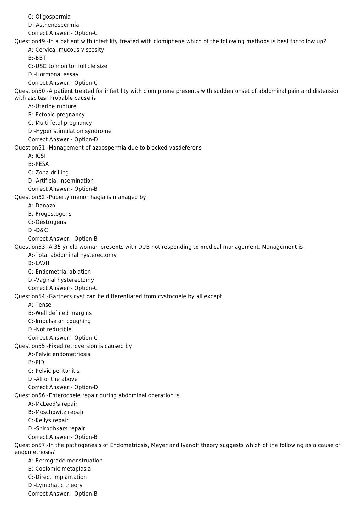 KPSC Senior Lecturer Obstetrics And Gynaecology Exam 72018OL 6