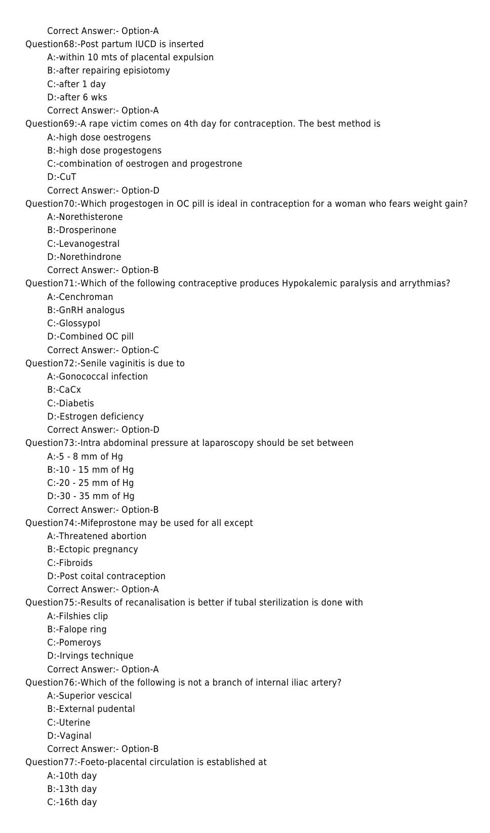 KPSC Senior Lecturer Obstetrics And Gynaecology Exam 72018OL 8