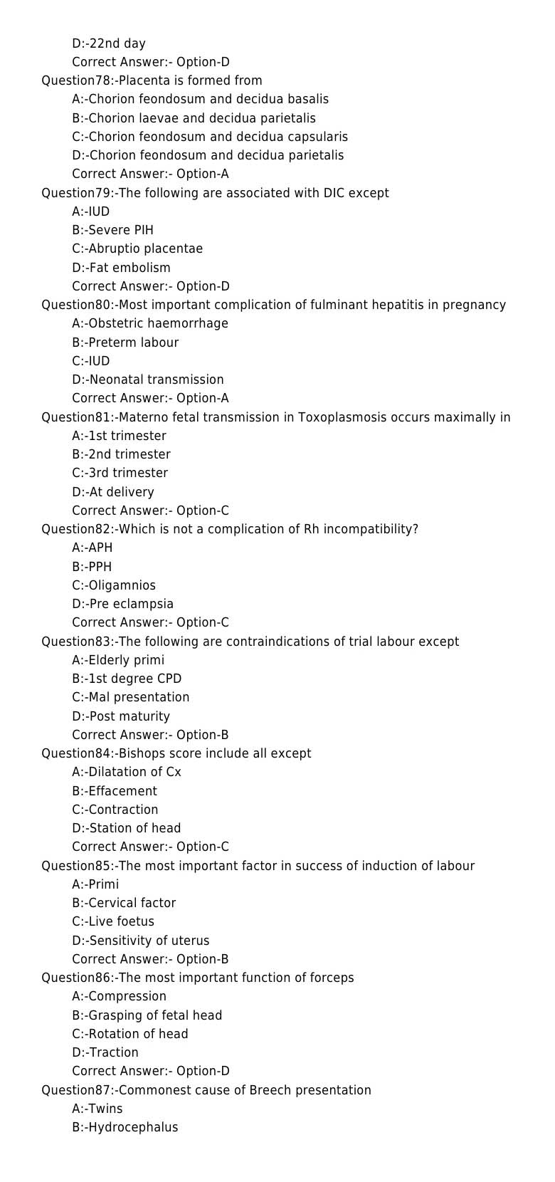 KPSC Senior Lecturer Obstetrics And Gynaecology Exam 72018OL 9