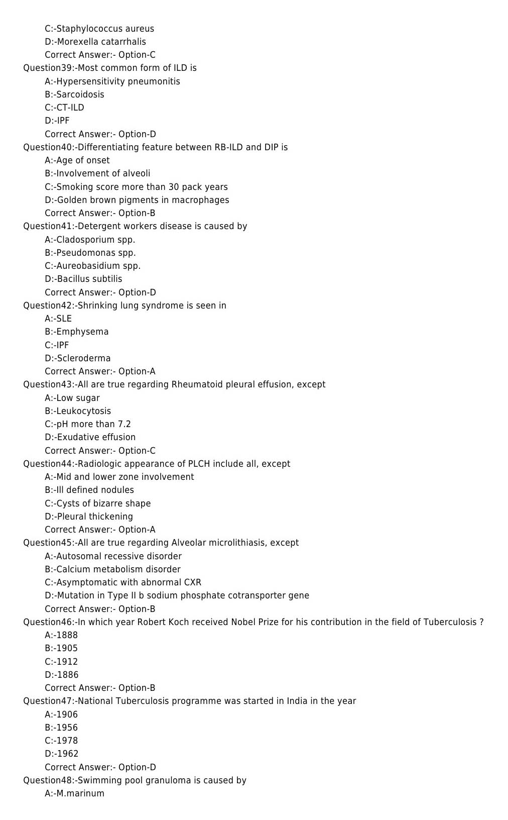 KPSC Tuberculosis And Respiratory Medicine Exam 172018OL 5