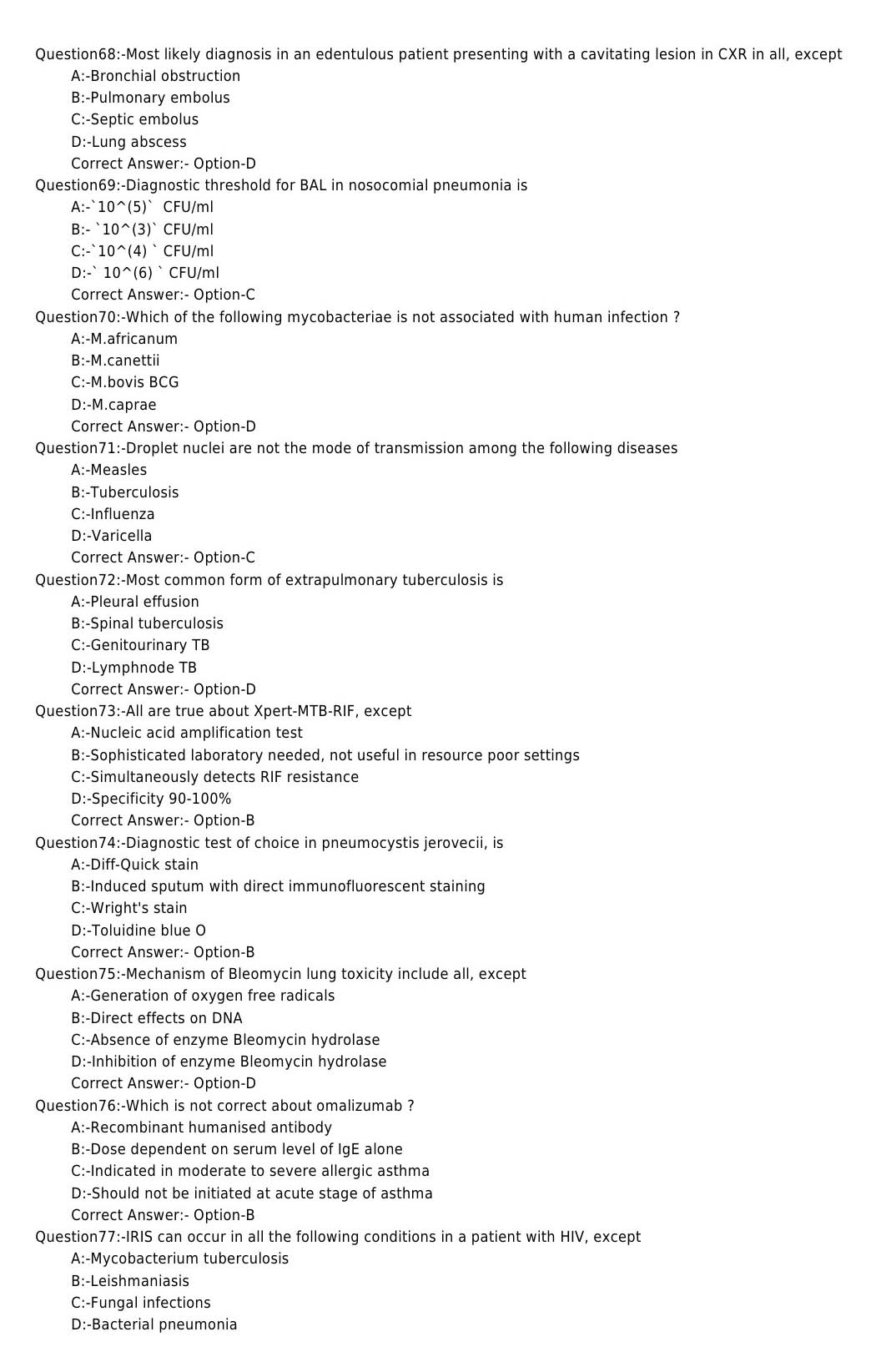 KPSC Tuberculosis And Respiratory Medicine Exam 172018OL 8