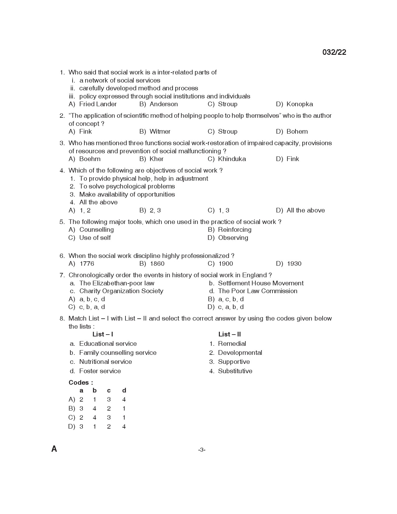 KPSC Social Worker Exam 2022 Code 0322022 2