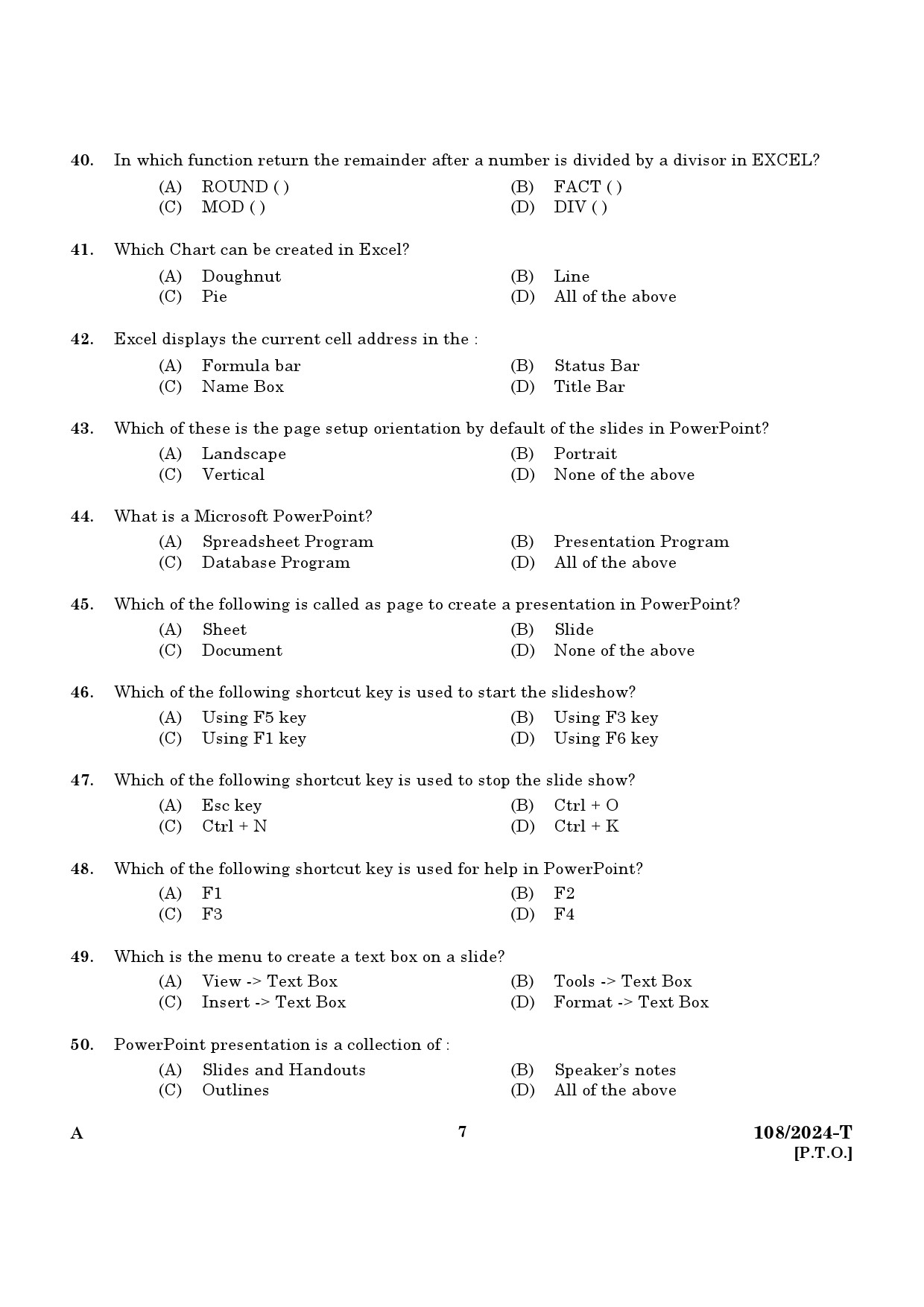 KPSC Steno Typist Tamil Exam 2024 Code 108 2024 T 5