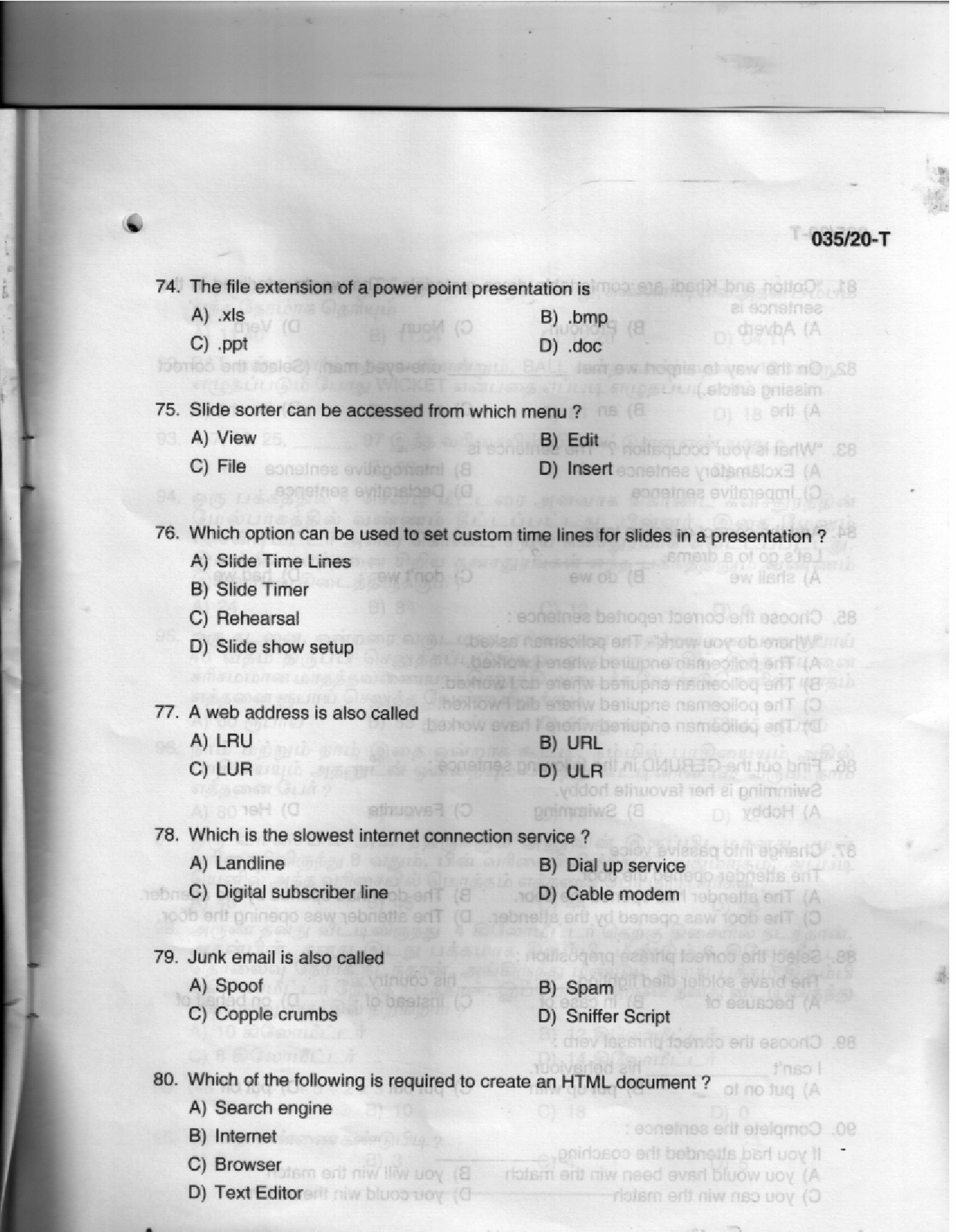 KPSC Stenographer Tamil Exam 2020 Code 0352020 T 11