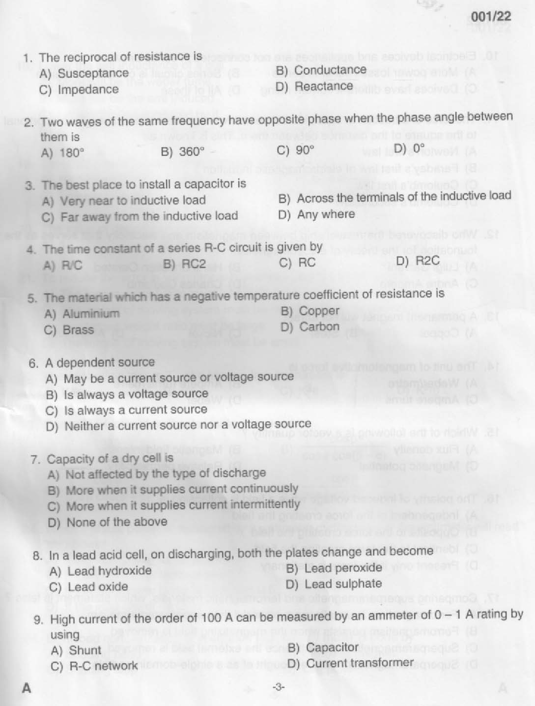 KPSC Electrical Supervisor Exam 2022 Code 0012022 Supervisor Kerala PSC   1 