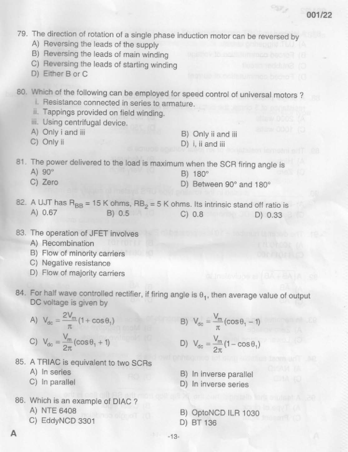 KPSC Electrical Supervisor Exam 2022 Code 0012022 11