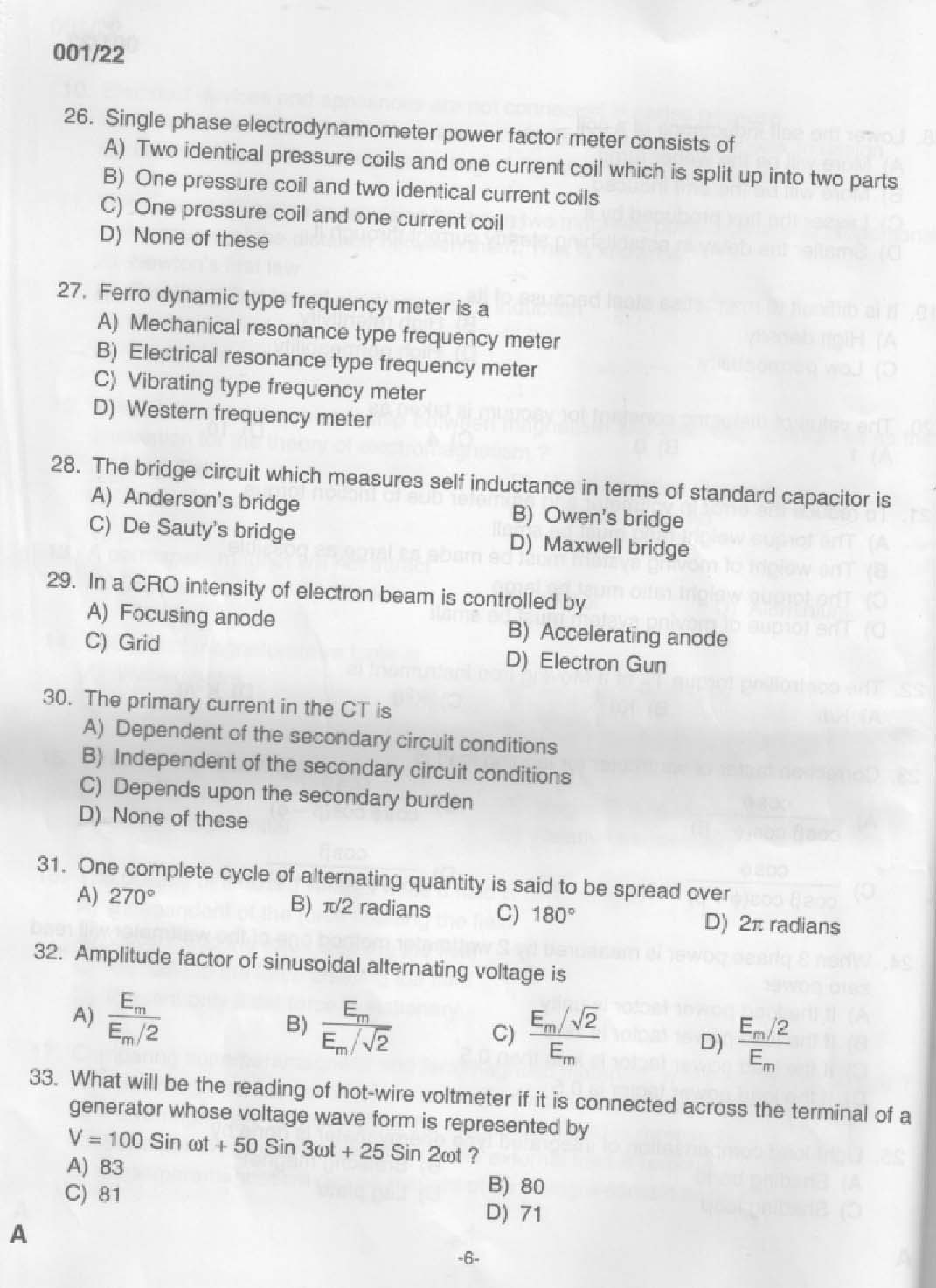 KPSC Electrical Supervisor Exam 2022 Code 0012022 4