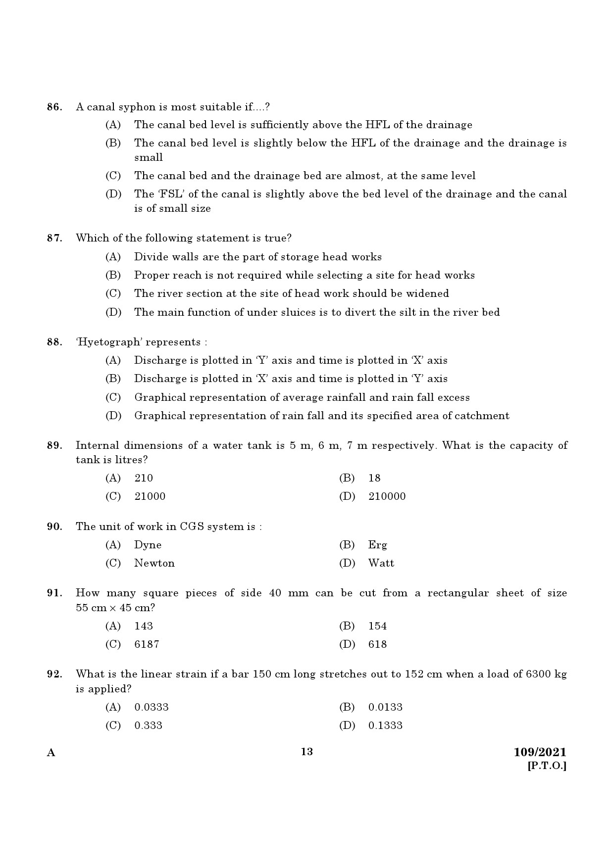 KPSC Planning Surveyor Grade II Exam 2021 Code 1092021 11