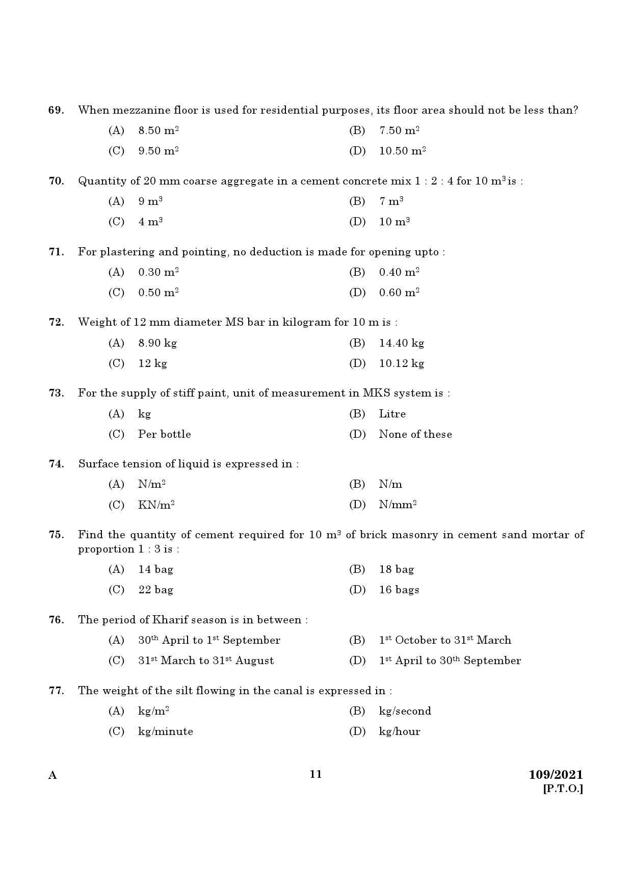 KPSC Planning Surveyor Grade II Exam 2021 Code 1092021 9