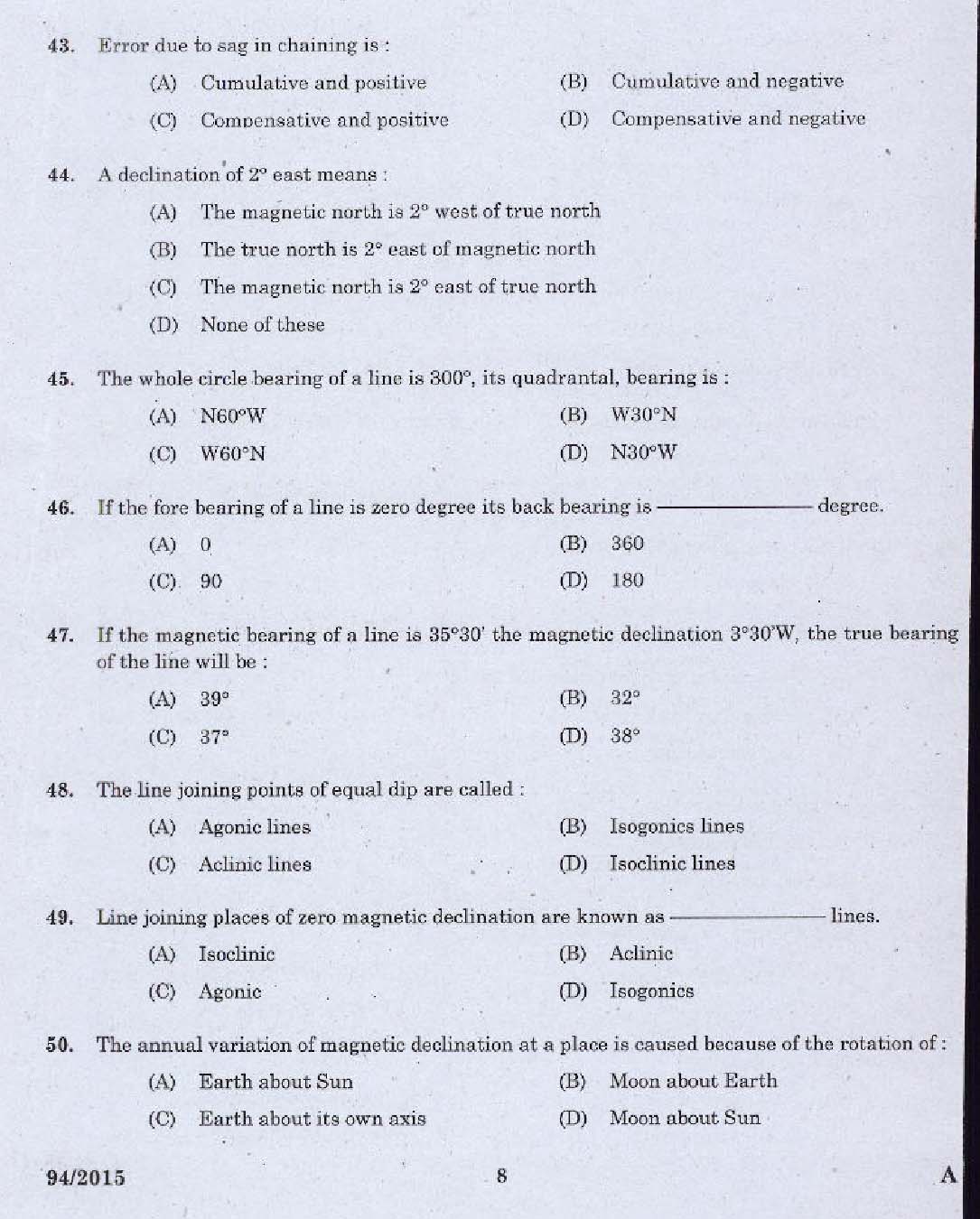 KPSC Surveyor Grade II Exam 2015 Code 0942015 6