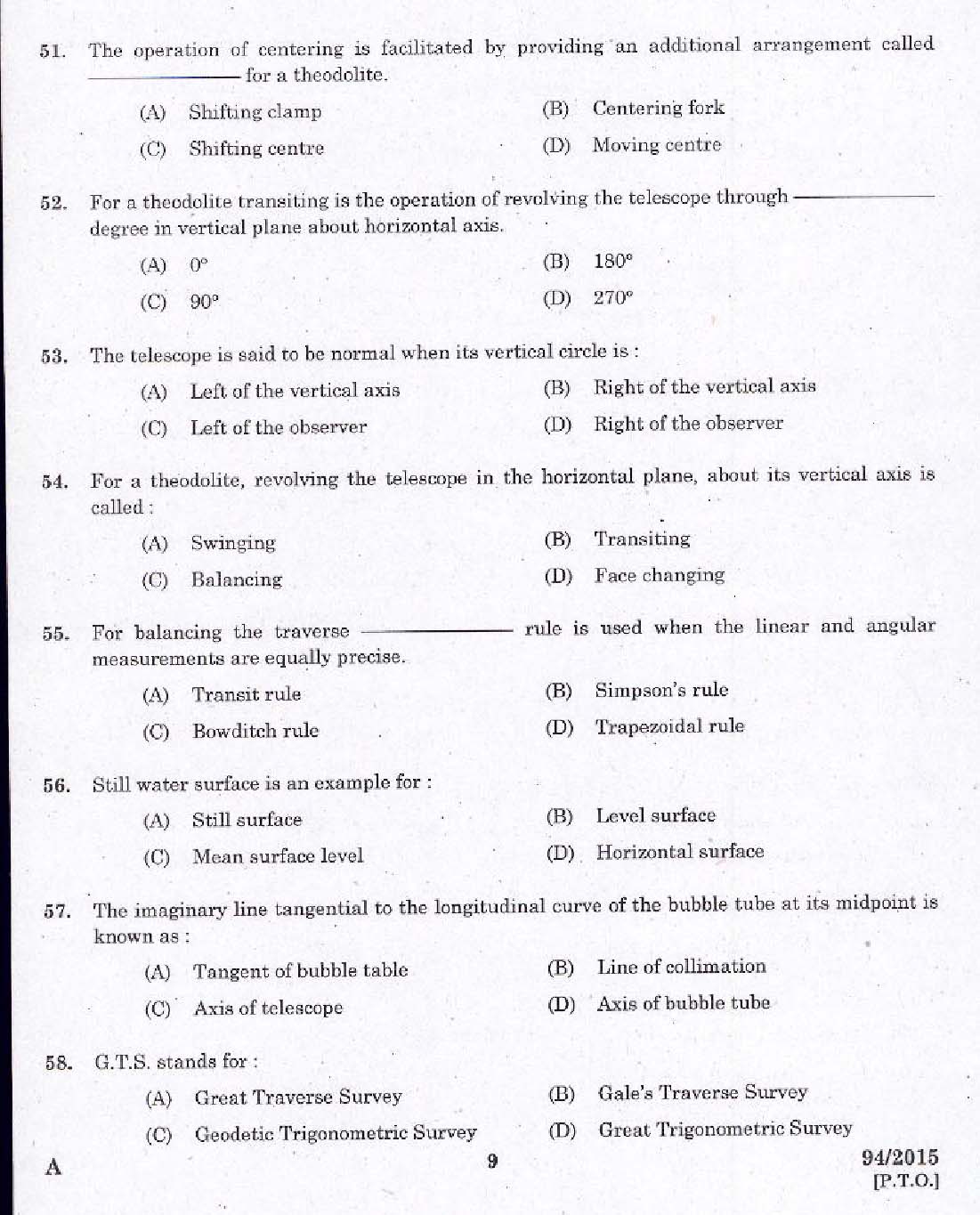 KPSC Surveyor Grade II Exam 2015 Code 0942015 7