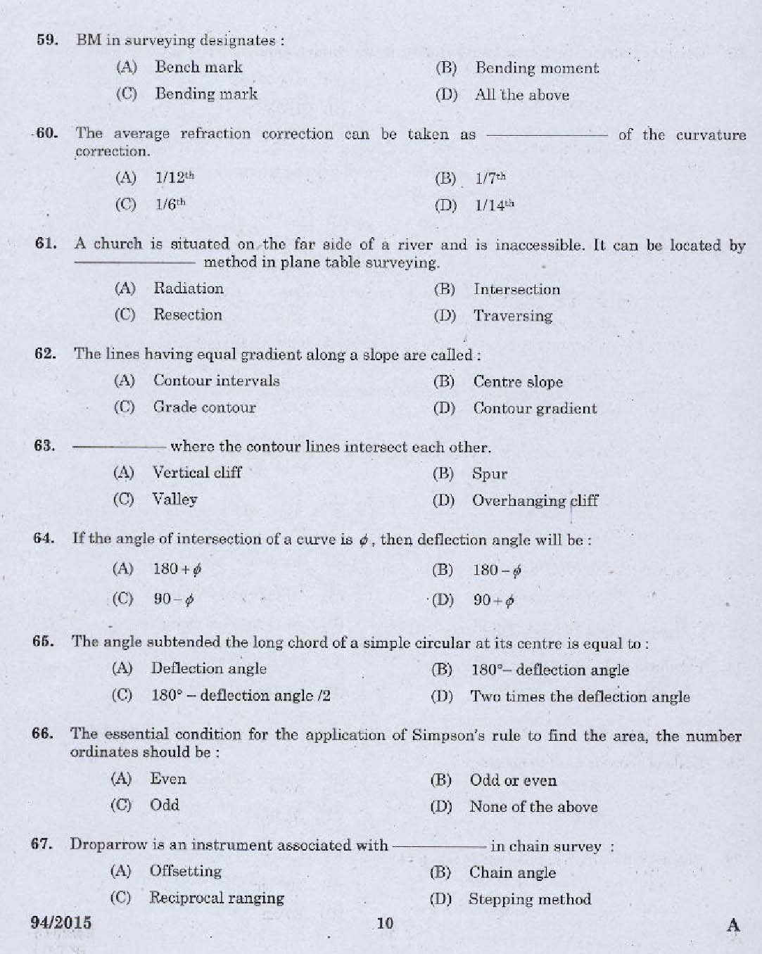 KPSC Surveyor Grade II Exam 2015 Code 0942015 8