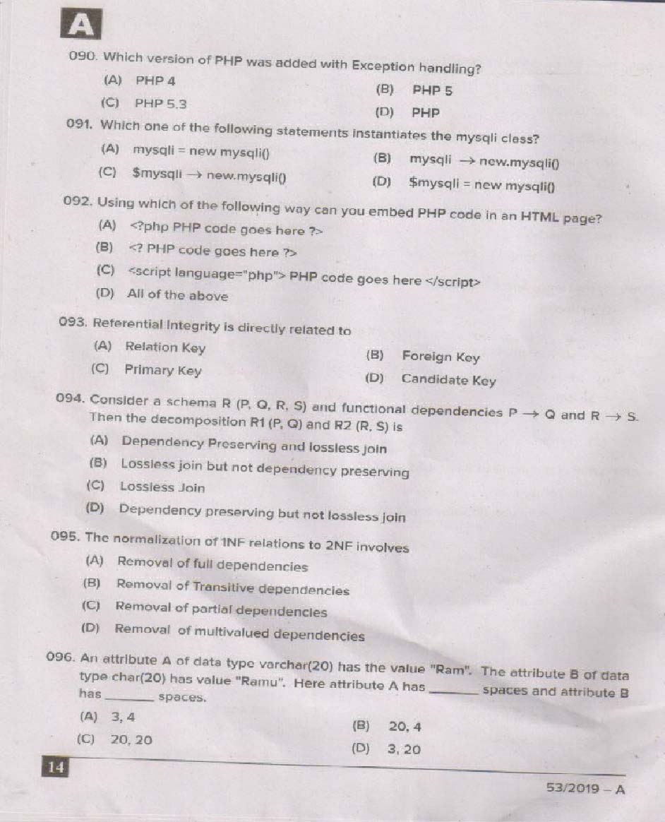 KPSC System Analyst Exam 2019 Code 532019 13