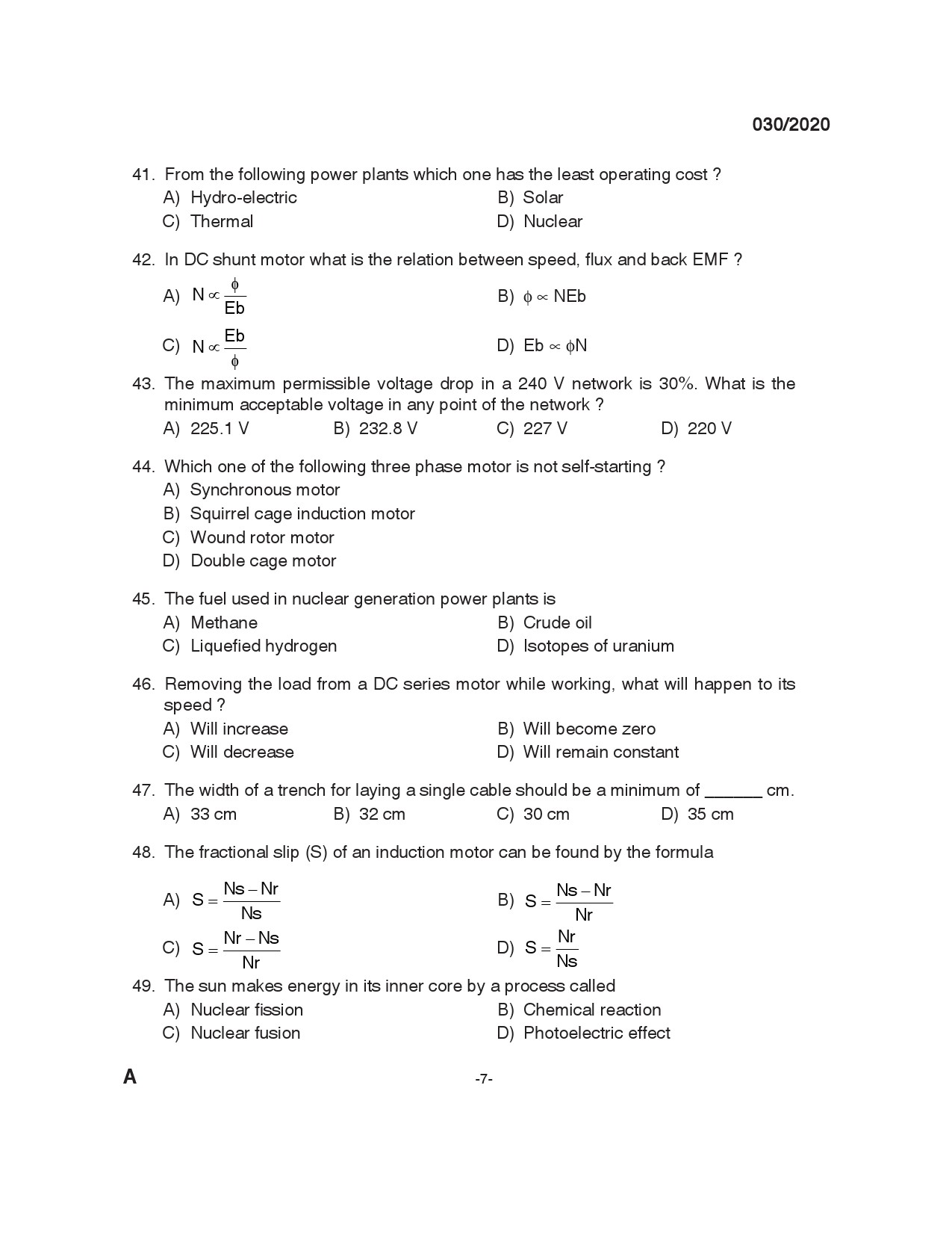 KPSC Technician Grade II Electrician Exam 2020 Code 0302020 6