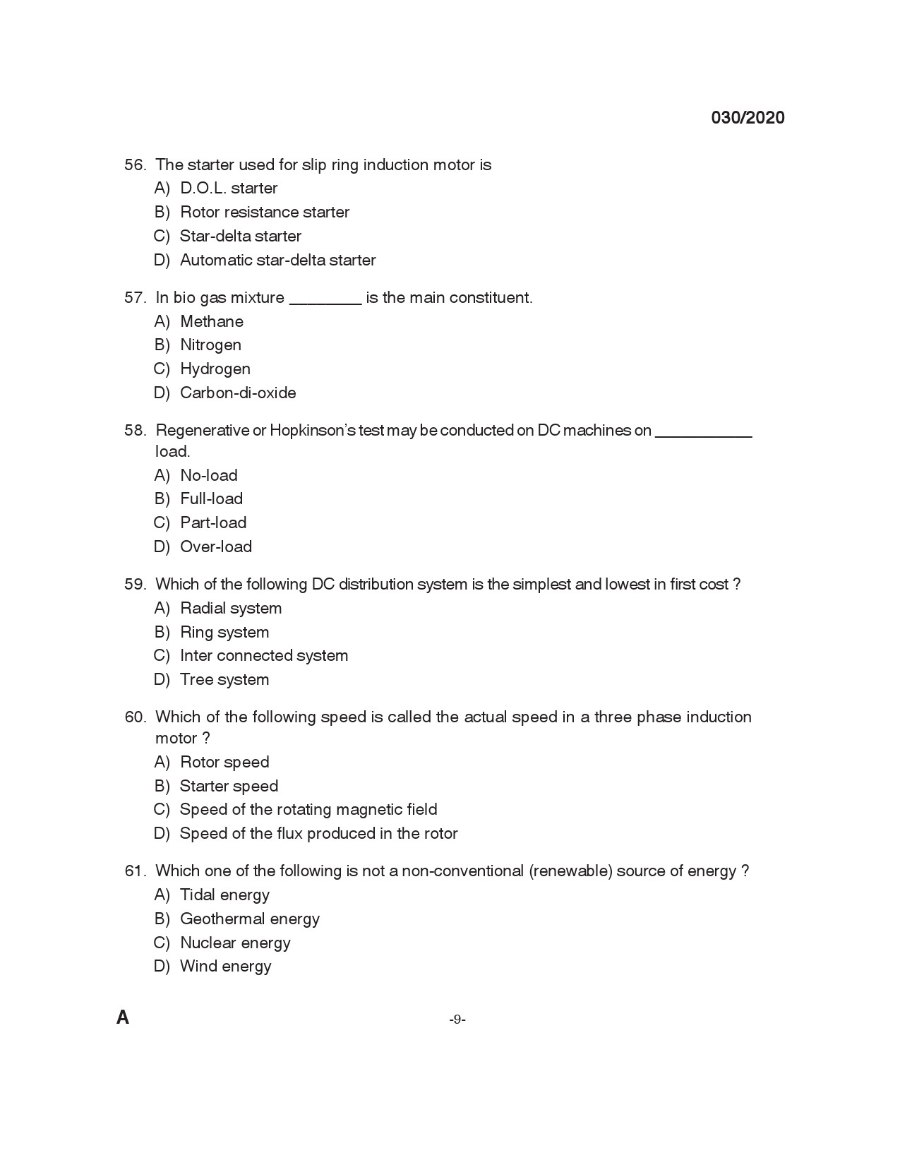 KPSC Technician Grade II Electrician Exam 2020 Code 0302020 8