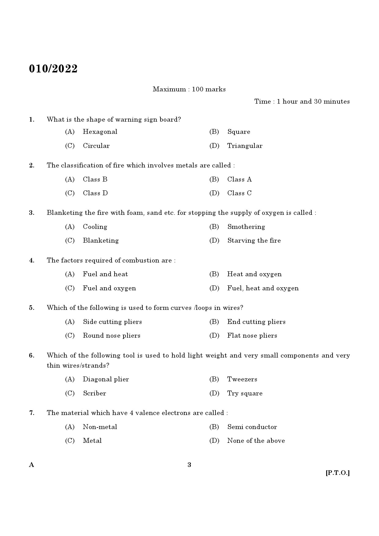 KPSC Technician Grade II Electronics Exam 2022 Code 0102022 1