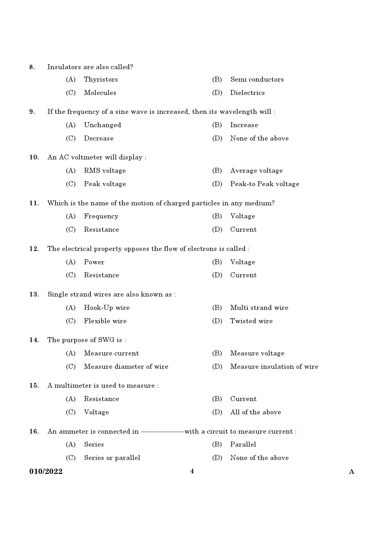 KPSC Technician Grade II Electronics Exam 2022 Code 0102022 2