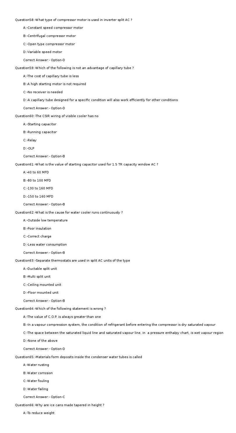 KPSC Technician Grade II Refrigeration Mechanic Exam 2022 Code 732022OL 8