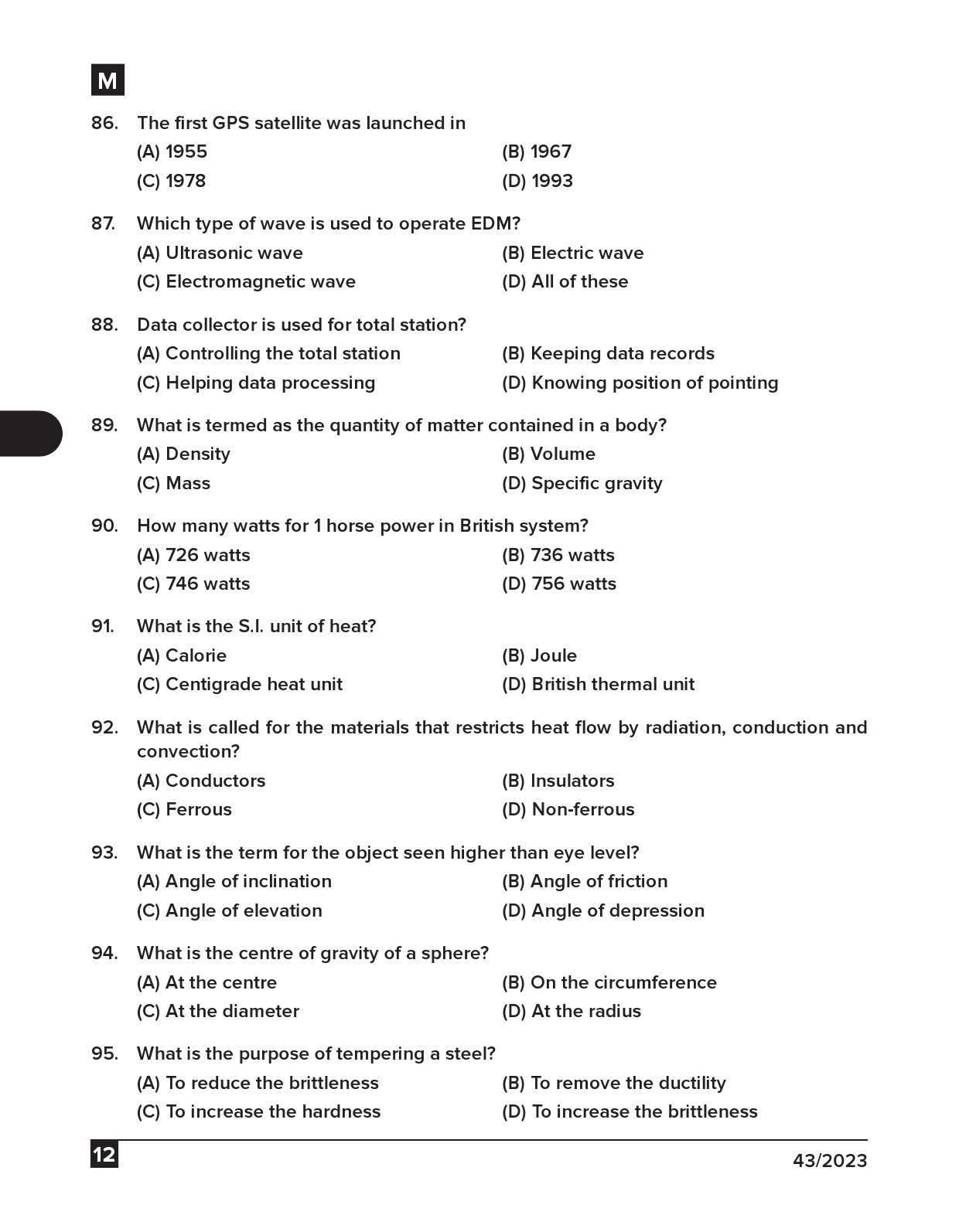 KPSC Tracer and Surveyor Grade II Exam 2023 Code 0432023 11