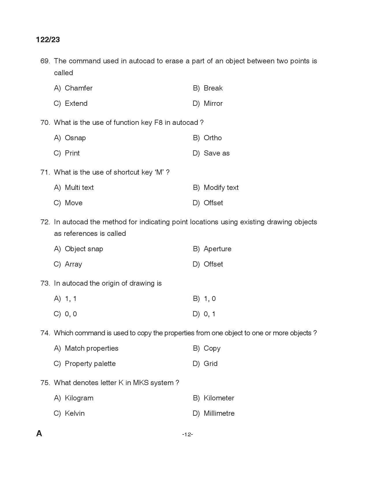 KPSC Tracer Civil in Public Works Exam 2023 Code 1222023 11