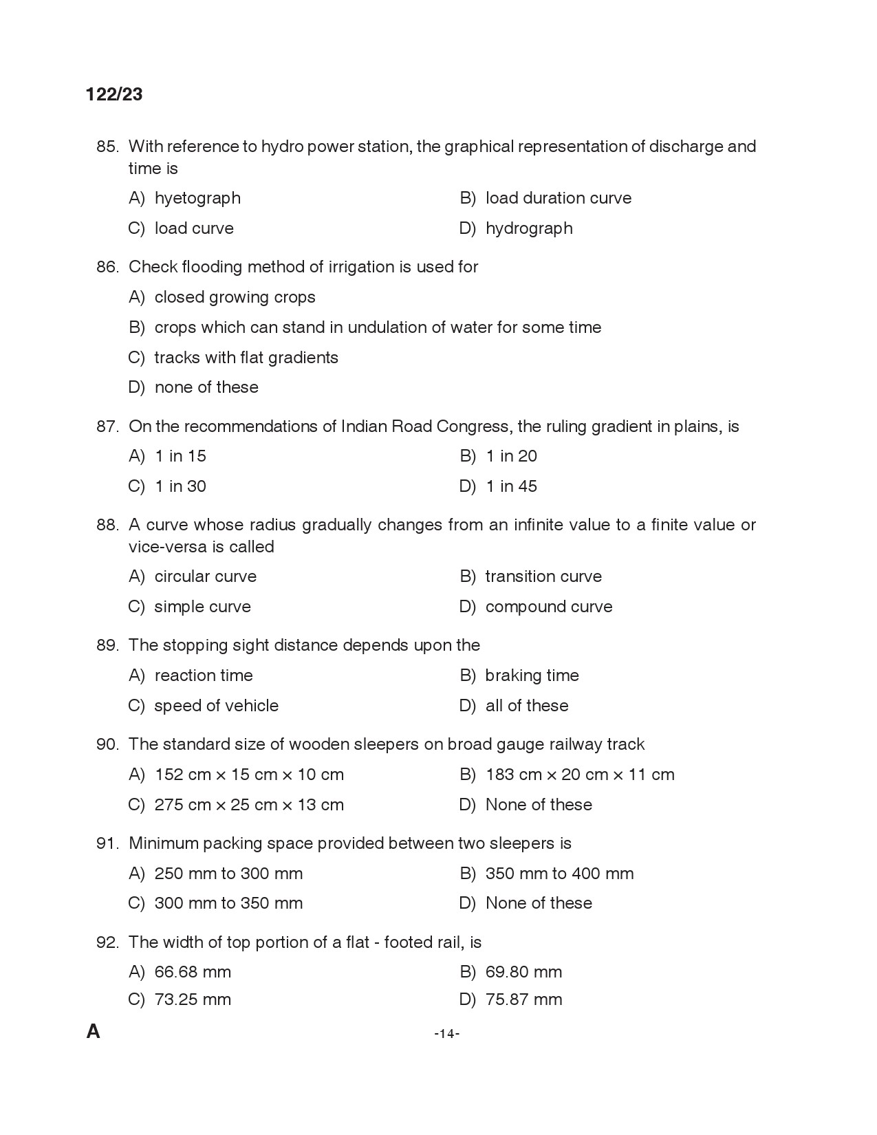 KPSC Tracer Civil in Public Works Exam 2023 Code 1222023 13