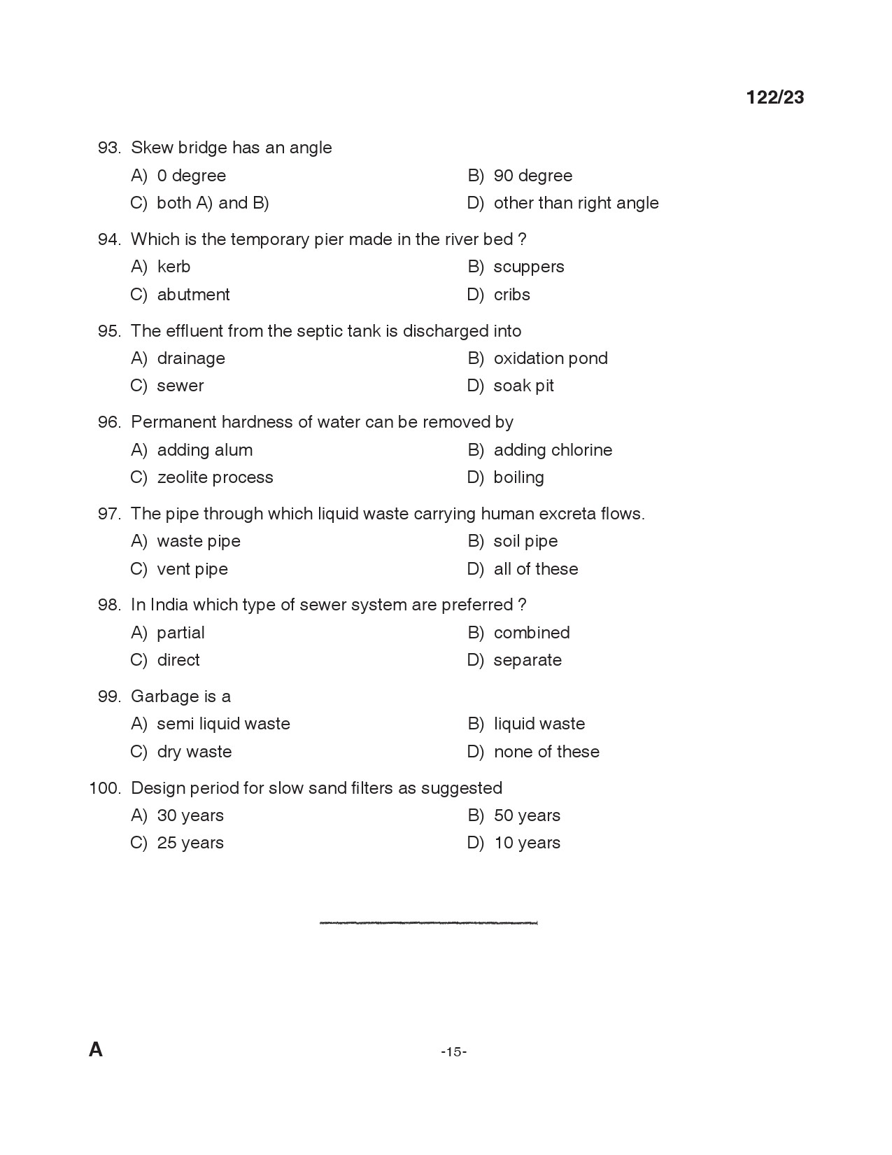 KPSC Tracer Civil in Public Works Exam 2023 Code 1222023 14